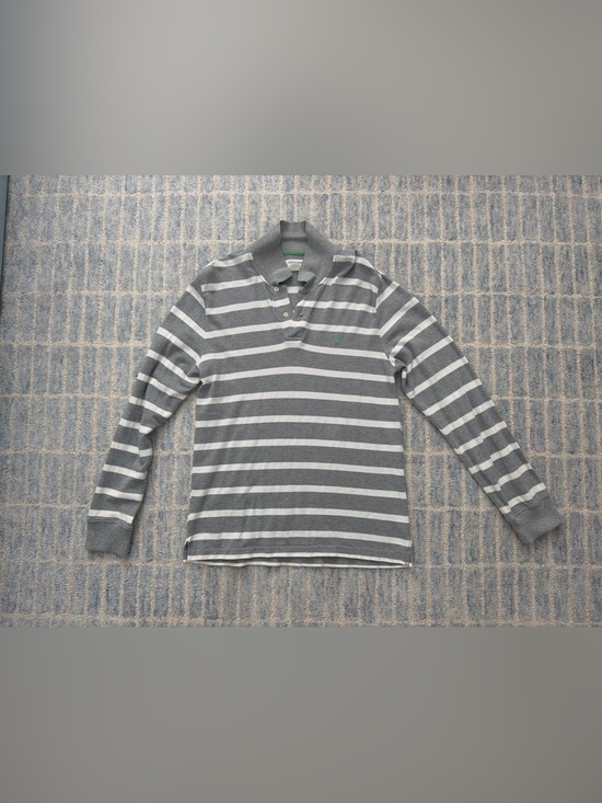 American Eagle Outfitters Other - American Eagle Outfitters Grey & Light Grey Striped Long-Sleeve Polo